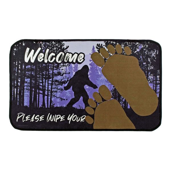 Welcome Door Mat Bigfoot Sasquatch Foot Print 29"X18" for Home Cabin RV Mancave