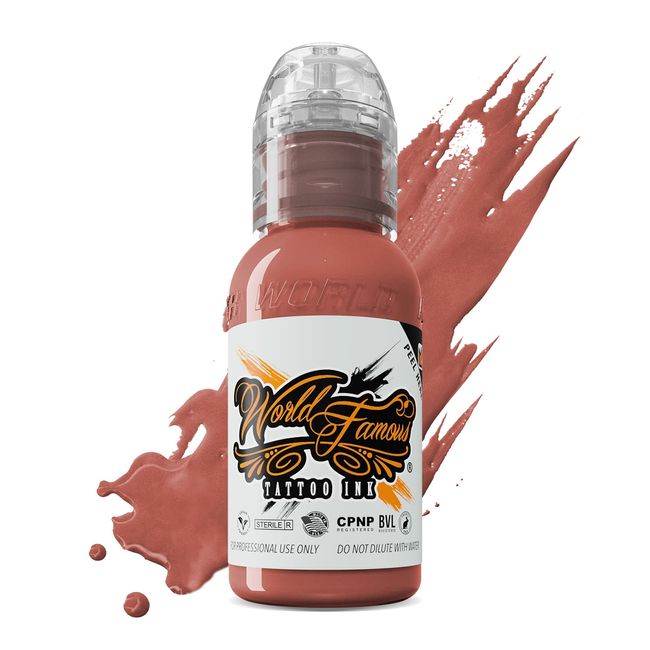 World Famous Pink Tattoo Ink, Vegan and Professional Ink, Made in USA, Warm Peach Pink, 1 oz