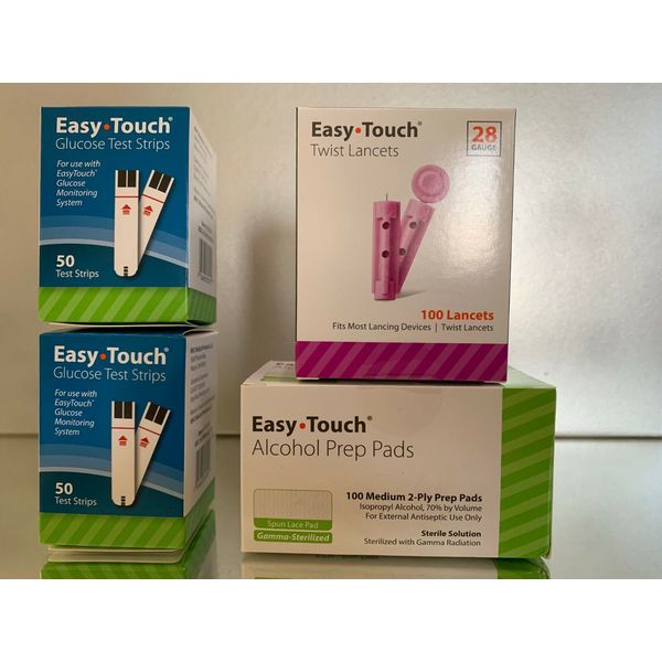 Easy Touch Blood Glucose Test Strips 100 CT  PLUS 100 LANCETS PLUS 100 PADS