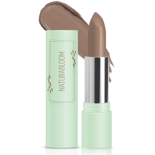 Naturabloom Vegan Lipstick (Macadamia) - Long Lasting Lipstick from Natural Oils & Butters Full-Coverage Lip Color with Shea Butter & Coconut Extact, Premium Hydrating Lipstick