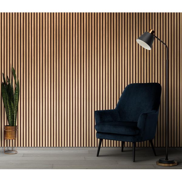 Slat Wood Wall Panels - Decorative & Sound Absorbing Contemporary Acoustic Slatted Wall & Ceiling Panelling (Oak Sample 12CM)