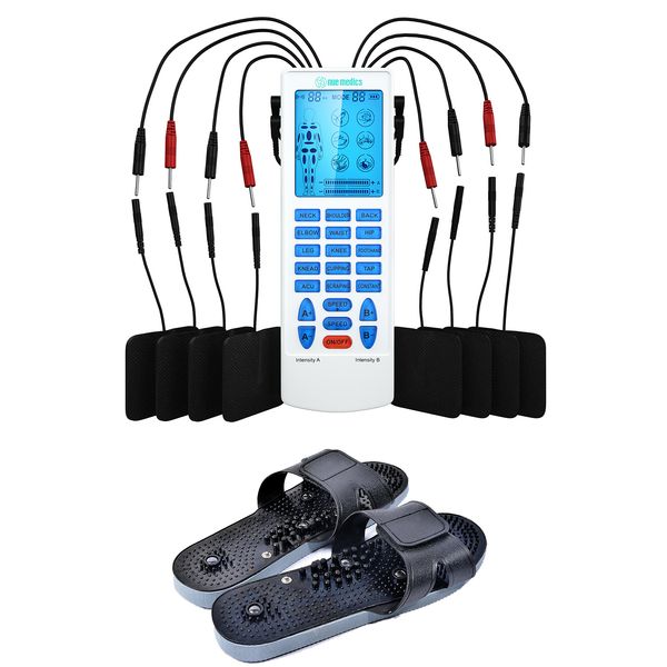 Tens Ems Unit Muscle Stimulator Pulse Massager Device With Reflexology Shoes