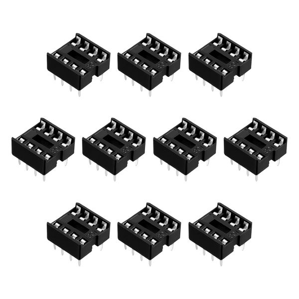 Rebower DIP IC Socket DIP Socket IC Socket Adapter Soldering for PCB Circuit Board 2.54mm Pitch 8 Flat Pin 10pcs