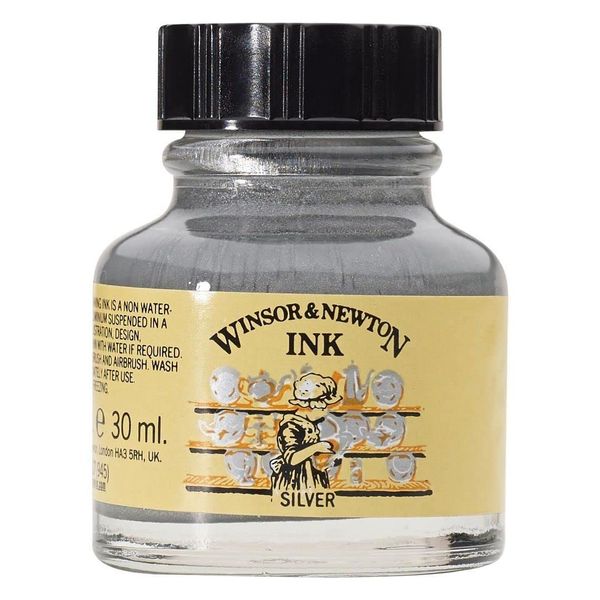 Winsor and Newton Drawing Ink 30ml 617 Silver (945) (Bttl)