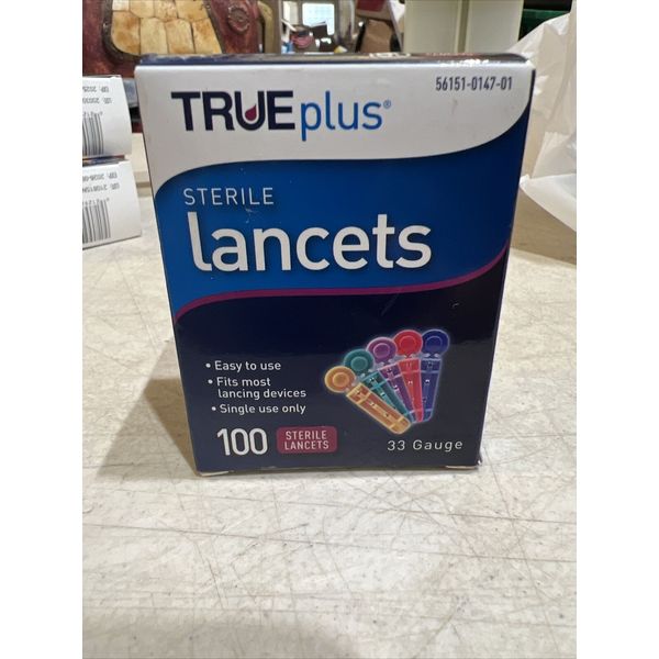 TRUEplus Sterile Lancets 33 Gauge 100 Count Exp 3/2023-3/2026