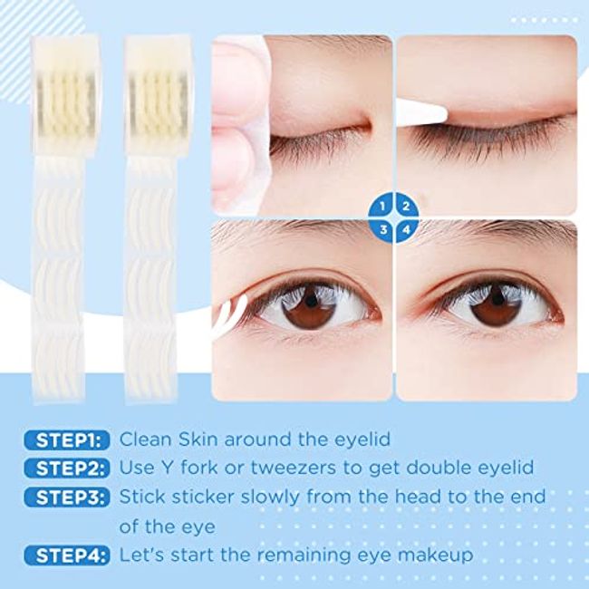 2 Roll 600 pair Double Eyelid Stickers Tape Narrow Transparent Invisible  Natural