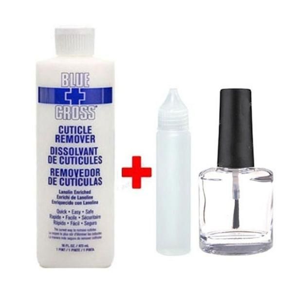 Blue Cross Cuticle Remover 16oz Contains 2 empty bottles Super Nail Oil Oil Removal Grooming Art Removal Nutrient