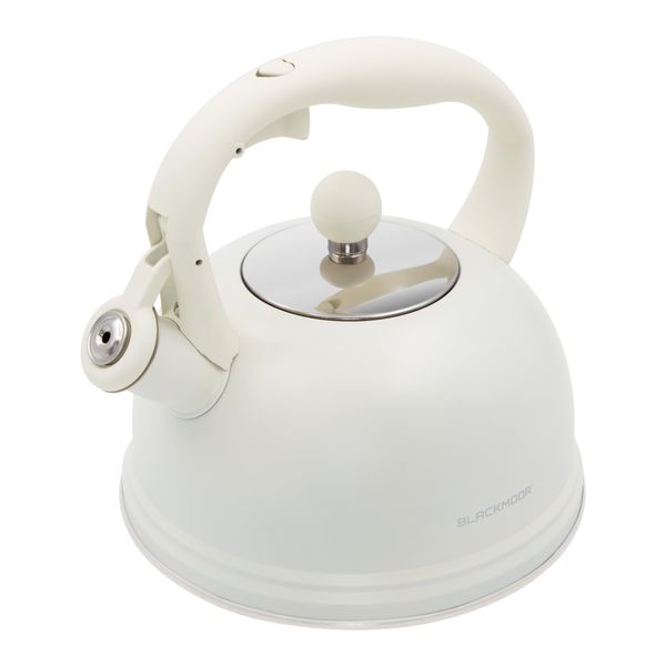 Blackmoor Callisto 2.5L Whistling Kettle for Gas Hob/Stove Top Kettle for Induction, Gas, Electric, Halogen/Stainless Steel with Spout, Lid and Rounded Handle (Ivory)