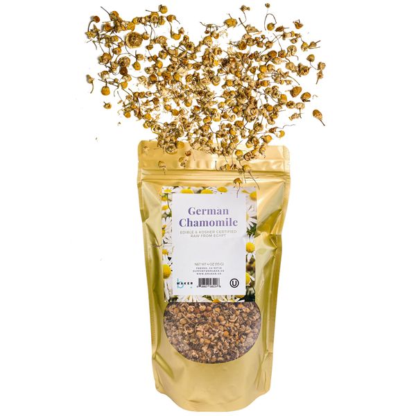 bMAKER Dried Chamomile Flowers (4oz) - Bulk Bag - Kosher Certified Chamomile for Relaxation, Dried Flowers for Soap Making, Lotion, Shampoo, Loose Leaf Chamomile Tea