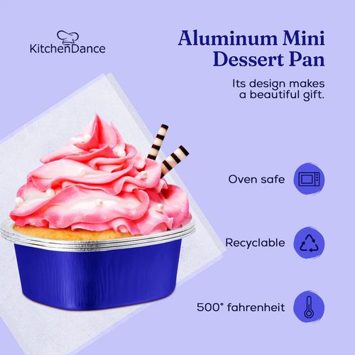 KitchenDance Disposable Mini Heart Shaped Cake Pans Without Lids - Heart Shaped Mini Cake Pans For Baking & Preparing Treats - Valentine Baking Pans Ideal for Crème Brûlée, Flan, Custards - 3055NL