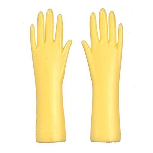 Melody Jane Dollhouse Yellow Rubber Gloves 1:12 Scale Kitchen Accessory