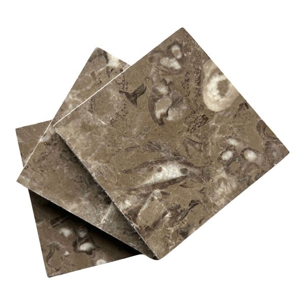 Fossil Brown 4x4 Polished Marble Floor Wall Tile Kitchen - Drink Coaster