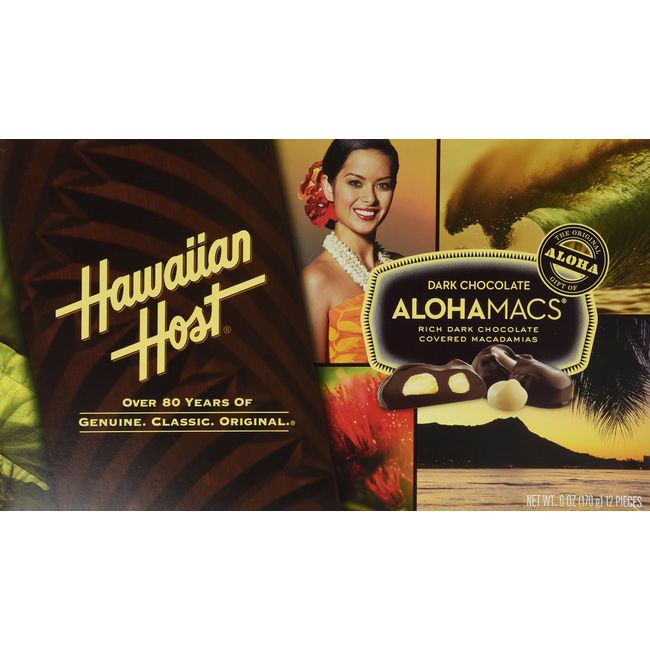 Hawaiian Host Alohamacs Dark Chocolate Covered Macadamia Nuts (1 Box)