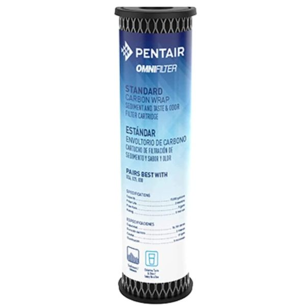 Pentair OMNIFilter TO1 Carbon Water Filter, 10-Inch, Standard Whole House Carbon Wrap Sediment and Taste & Odor Replacement Filter Cartridge, 10" x 2.5", 5 Micron, Pack of 1