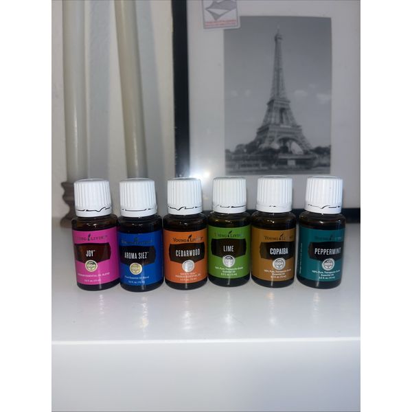 Young living essential oils Joy, Aroma Siez, Cedarwood, Lime, Copaiba, Peppermin