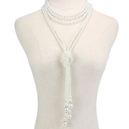 1920s Accessories Pearls Necklace Faux Pearls Gatsby Accessories Costume Jewelry Flapper Accessories Roaring 20s Long Necklace for Women
