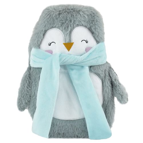 Follow That Dream 750ml Small Hot Water Bottle with Cute Penguin Cover - Christmas Gift, Grey