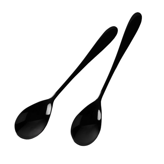 BLKP Pearl Metal AZ-5031 Dessert Spoon, Set of 2, Limited Black Titanium, Plated, BLKP Black