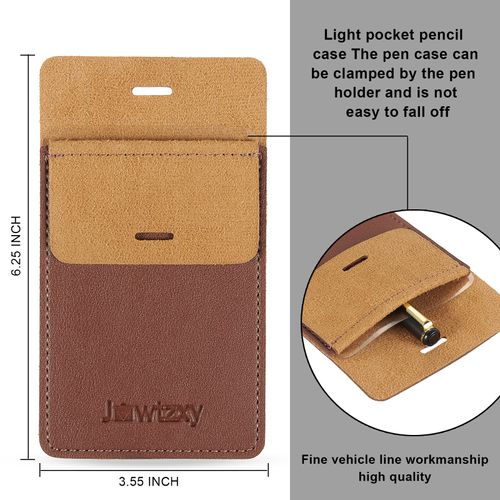Pocket Protector, 3 Pcs Leather Pocket Pen Holder Organizer Pouch for Shirts Lab Coats Pants Pen Sleeve - Multi-Purpose Pen Pocket Holds Pens Pointers Pencils and Notes Card (Brown, Black,Blue)