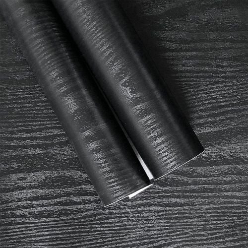 Yancorp 16" x120"Matte Black Wood Contact Paper Peel and Stick Wallpaper for Countertops Removable Wallpaper Cabinets Drawers Vinyl Wrap Self-Adhesive Kitchen Wallpaper (16" x10ft, Black Wood)