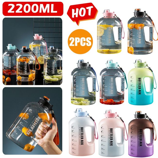 2200ml Large Capacity Water Bottles With Straw Gym Fitness