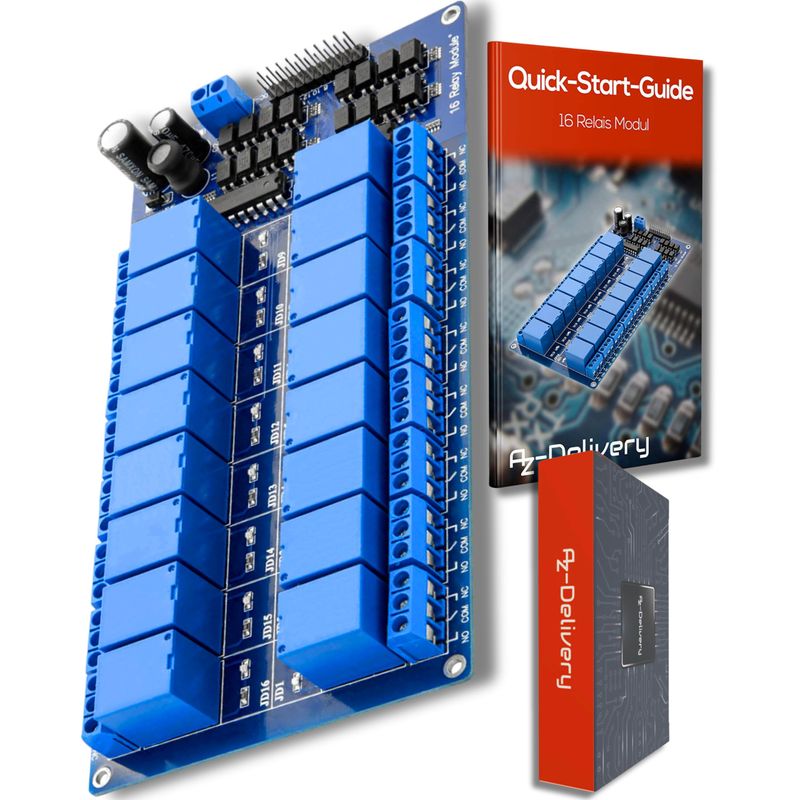 AZDelivery 16 Channel Relay Module DC 12V with Optocoupler Low Level ...