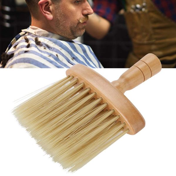 Wooden Barber Dusting Brush - Non Slip Design - Soft Nylon Cleaning Brush for Barbers Hairdressers Hair Cutting at Home