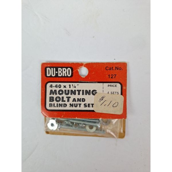 DUBRO 4-40 x 1 1/4" Mounting Bold and Blind Nut Set, RC Airplane