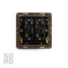 Soho Lighting Brushed Brass Gold 2 Gang 2 Way Toggle Light Switch Screwless