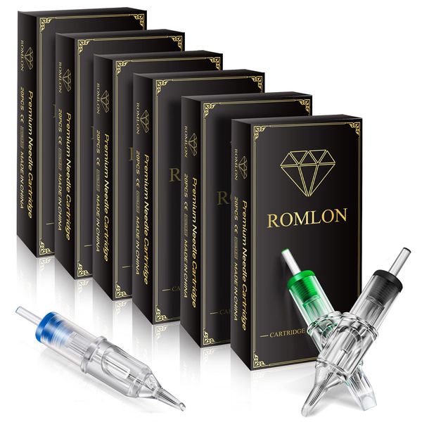 Romlon Tattoo Cartridge Needles - 120Pcs Assorted Standard Sterilized Mixed Tattoo Needle Cartridges Round Liner Magnum 1207RL 1209RL 1207RS 1209RS 1207M1 1209M1 Size for Tattoo Kits Tattoo Supplies