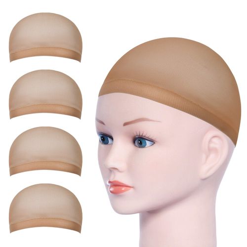 Uraqt Wig Cap, Wig Caps, Nylon Hair Net, Stretchy, Wig Cap, Black Mesh and Neutral Nude Beige, Elastic Net Wig Net (4 Pieces)