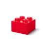 LEGO Storage Brick 4 Knobs Translucent Red - Stackable Plastic Storage Box with Lid for Kids and Adults Desk Organizer and Toy Box