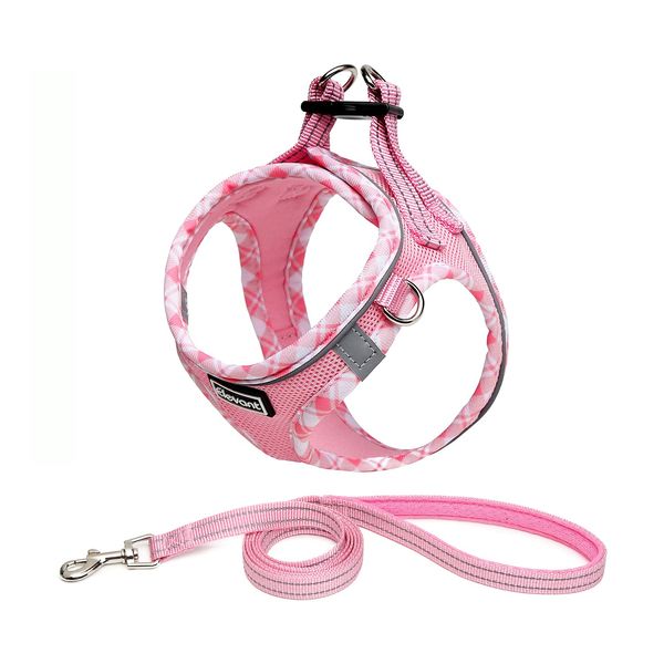 Elevant Step-in Dog Harness and Lead Set, Soft Mesh Adjustable Reflective Breathable No Pull Puppy Dog Vest Harnesses for Small Medium Dogs, Cats, Puppies (XS, Pink)