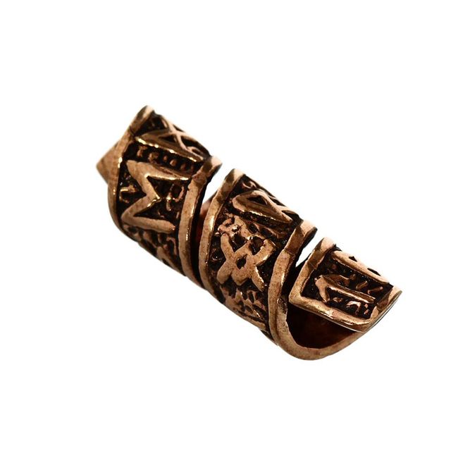 NKlaus Viking beard bead hair ornament RUNA runes bronze curly bead 6388