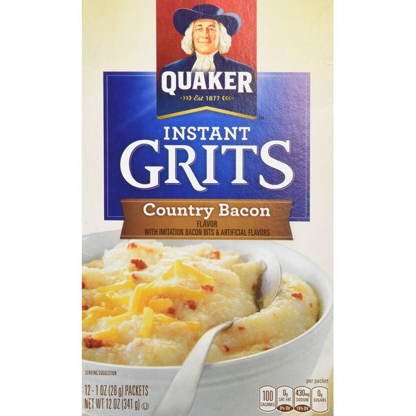 Quaker Country Bacon Flavor Instant Grits, 12 Count (Pack of 1)