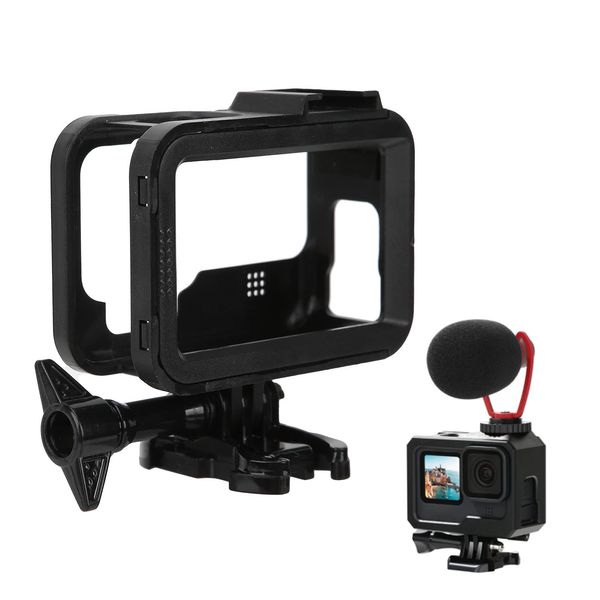 Action Camera Cage Protective Case Anti‑Fall Frame Housing with Cold Shoe Mount for 9