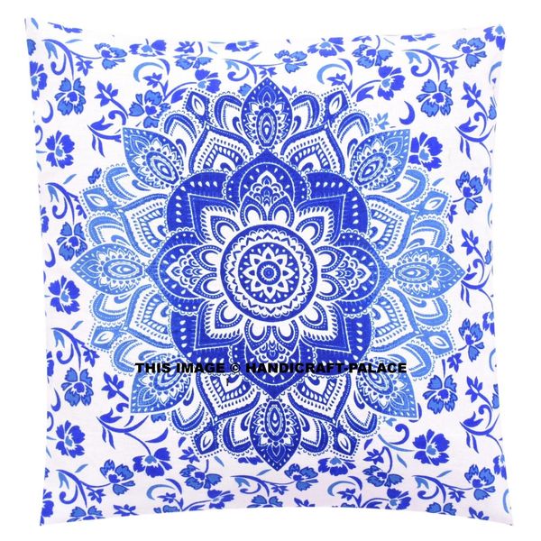 Indian Ombre Mandala Print Cotton Pillows Cases Bohemian Home Sofa Cushion Cover