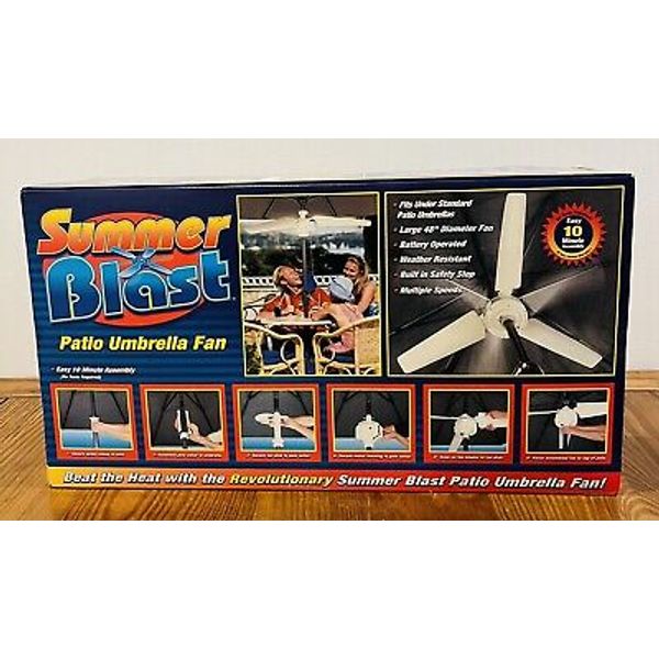 Summer Blast Battery Operated Patio Umbrella Fan Fantastic Shape  BRAND NEW