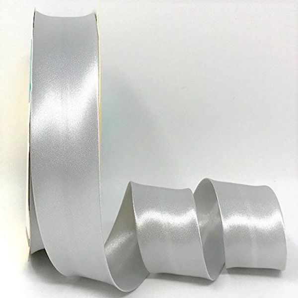 Silver Grey Byetsa Satin Fold 30mm Bias Binding on a 25m Roll