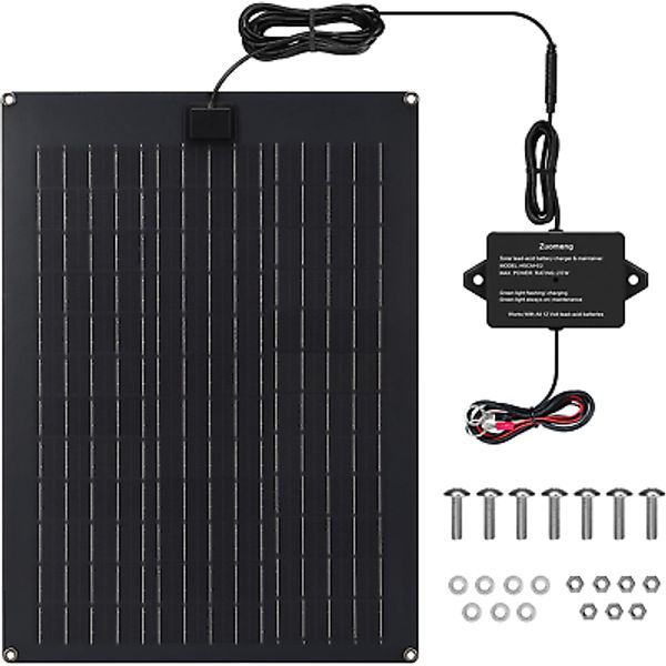 Solar Battery Charger Maintainer,  20W Solar Panel Kit for Dump Trailer Built-In