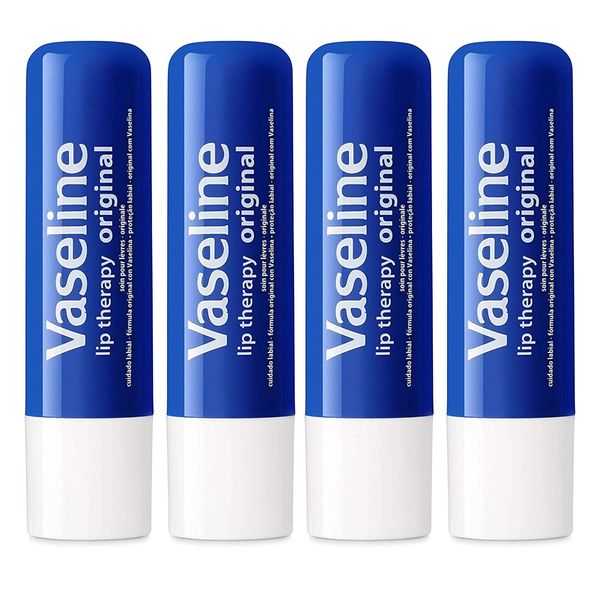 Vaseline Lip Therapy Stick | Original Petroleum Jelly Vaseline Lip Balm for Soft Lips | 4.8g each (4 Pack)