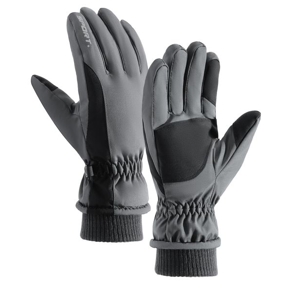 DOFOWORK Ski Gloves - Winter Gloves Waterproof Breathable Snowboard Gloves for Cold Weather, Snow Gloves for Men/Women - Gray