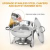 2 Pack 5 Quart Stainless Steel Round Chafing Dishes Full Size Buffet Catering