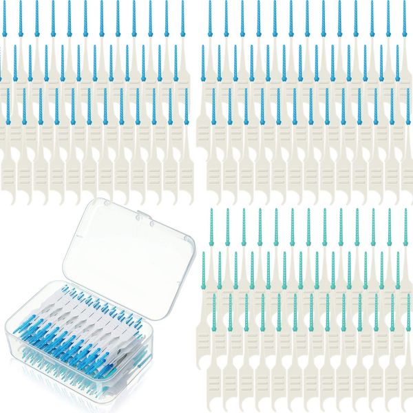 Patelai 200 Pieces Dual-Use Interdental Brushes Soft Silicone Dental Picks Toothpicks Between Teeth Brush, Tooth Flossing Brush for Cleaning Orthodontic Wire Toothbrush Clean Tool