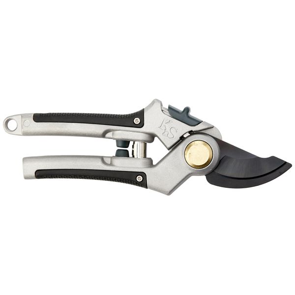 Kent & Stowe Eversharp Bypass Secateurs, Adjustable Garden Shears Suitable for Live, Delicate Wood, All Year Round Garden Tools Made from Carbon Steel, Aluminium, and Ash Wood