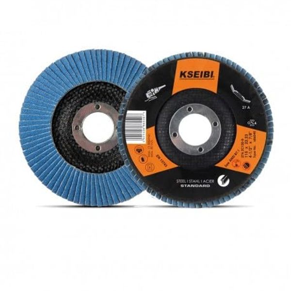 KSEIBI Zirconia Corundum 4 1/2 Inch Flap Disc Sanding Grinding Wheel (Grit #40, Blue)