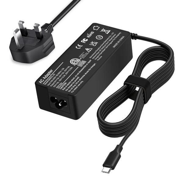 65W USB C ThinkPad Laptop Charger, Compatible with Lenovo ThinkPad T14 T15 T480 T480s T490s T490 X390,ThinkPad X1 Carbon,Yoga C930 920,Lenovo Chromebook C330 S330 100e 300e 500e Type C Power Supply