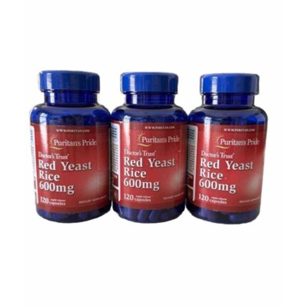 Puritan's Pride Red Yeast Rice Capsule 600 mg, 120 Count Each, Pack of X3 USA