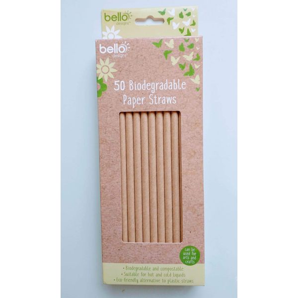 50 Biodegradable Paper Straws, Brown and Disposable Straws
