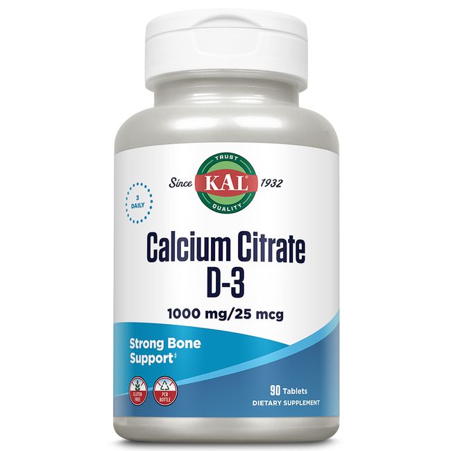 KAL Calcium Citrate D-3 1000 | Healthy Teeth & Bone Support | High Potency &